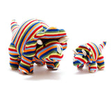 Knitted Triceratops Teddy Large - Rainbow Stripe