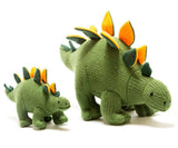 Knitted Large Stegosaurus Moss Green and Orange