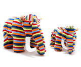 Knitted Woolly Mammoth Small Rainbow Stripe