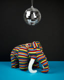 Woolly Large Mammoth Soft Toy Bright Stripes, Knitted Teddy