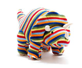 Knitted Triceratops Teddy Large - Rainbow Stripe