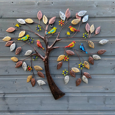 Colourful Metal Birds / Tree Wall Art