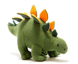 Knitted Large Stegosaurus Moss Green and Orange
