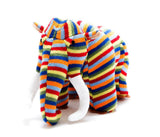 Woolly Large Mammoth Soft Toy Bright Stripes, Knitted Teddy