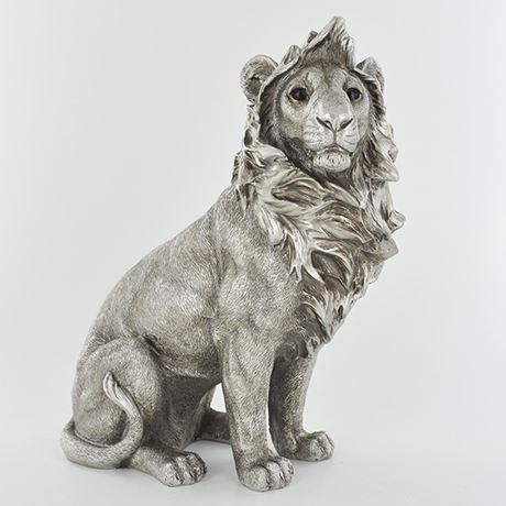 Regal Silver Sitting Lion