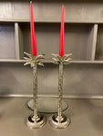 Palm tree nickel based silver candle holder (one)